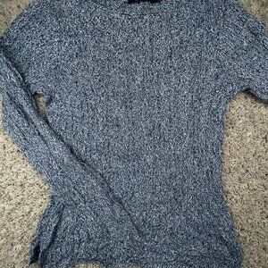 Lauren Ralph Lauren Women Sweater Medium Long Sleeve Blue White Cotton Pullover